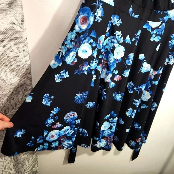 Pinup Dress Wrap Top Blue Roses Flutter Sleeve 18W 18 - Picture 6 of 13